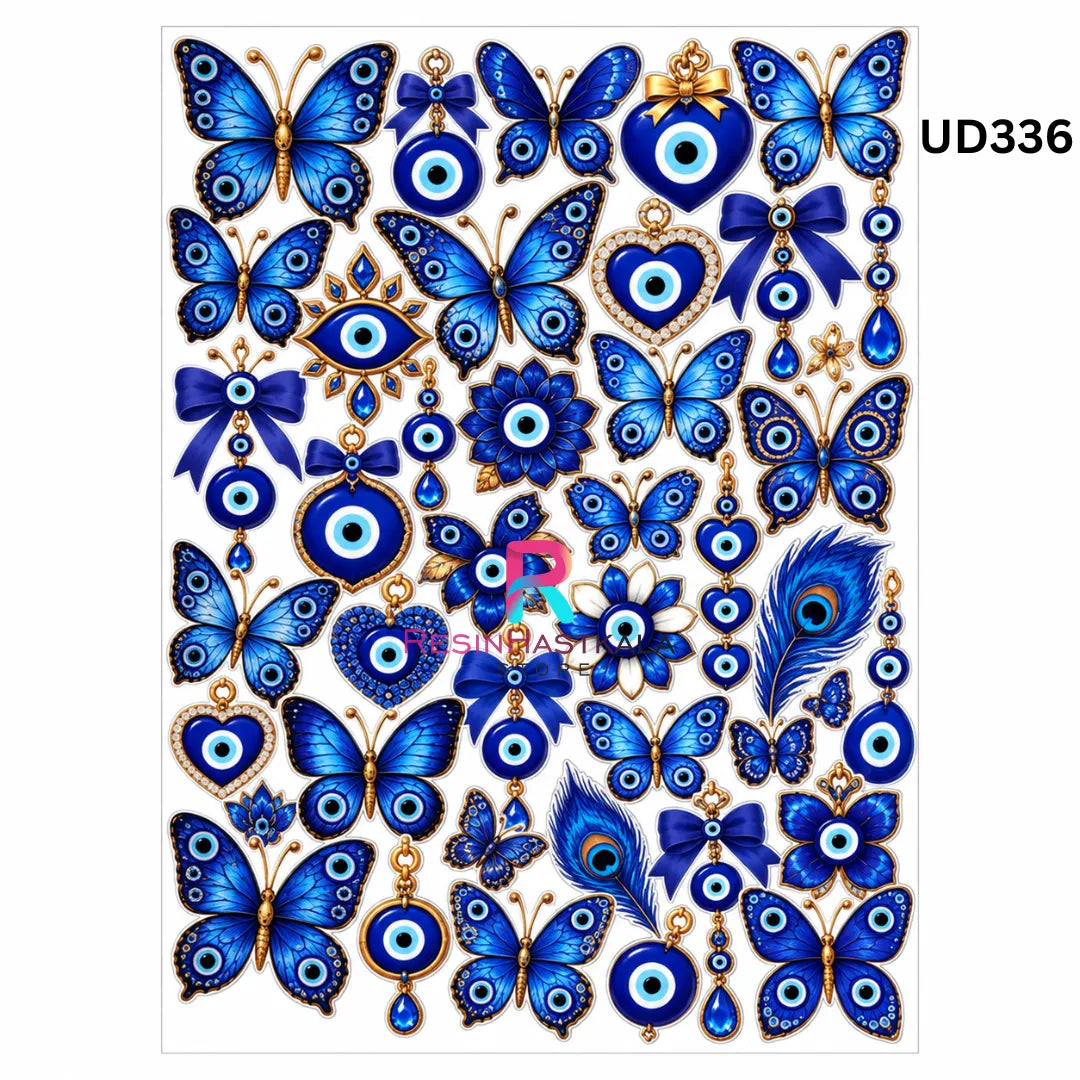 UV DTF Sticker – A6 Size (Evil Eye & Butterfly Design) (UD336)