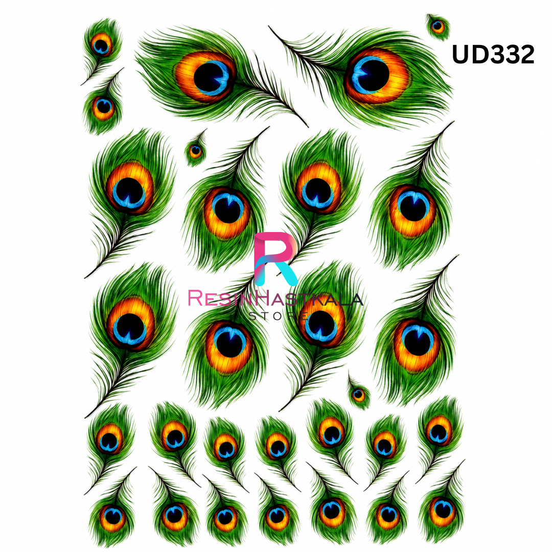 UV DTF Sticker โ A6 Size (Peacock Feather Design) (UD332)