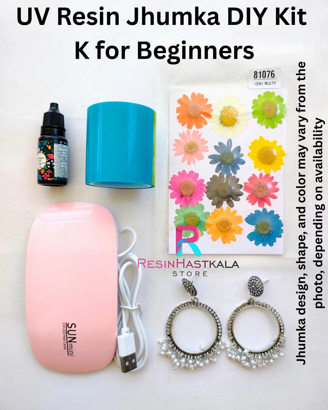UV Resin Jhumka / Jewellery DIY Kit K for Beginners