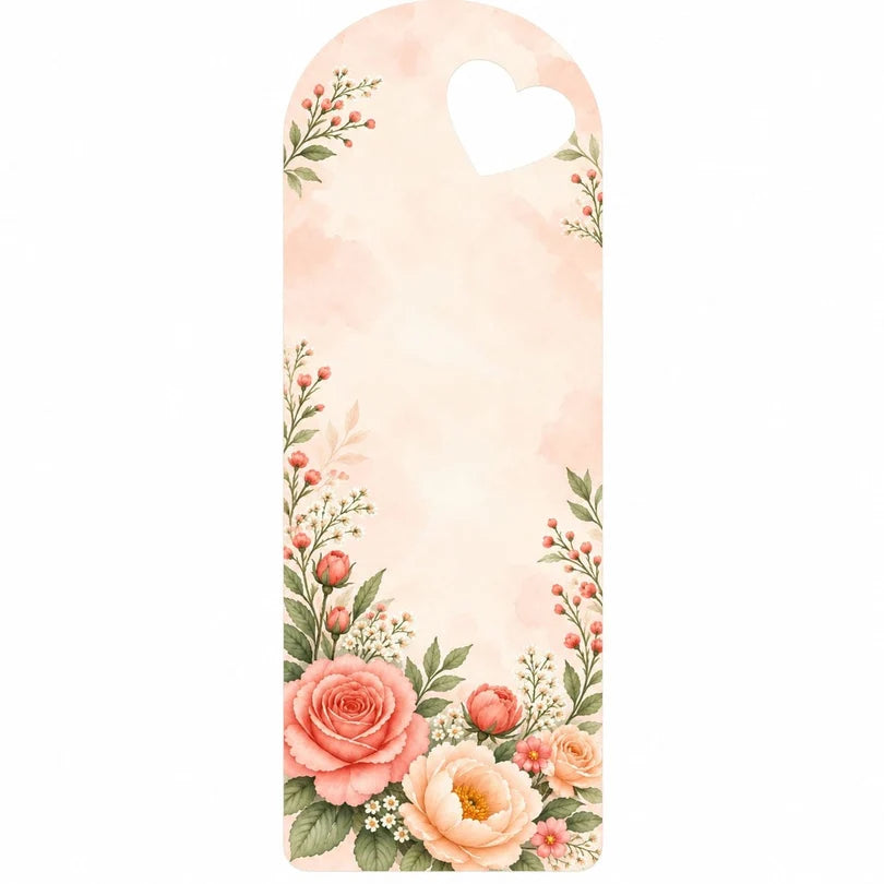 Vintage Rose Garden Printed Flower Card with Heart Cutout – 30 × 11 cm