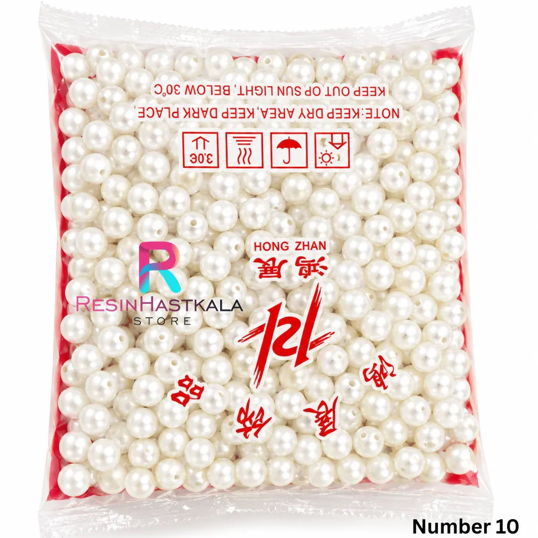 White Pearl Beads for Rakhi & Bracelet Making (500g) – Size No. 10