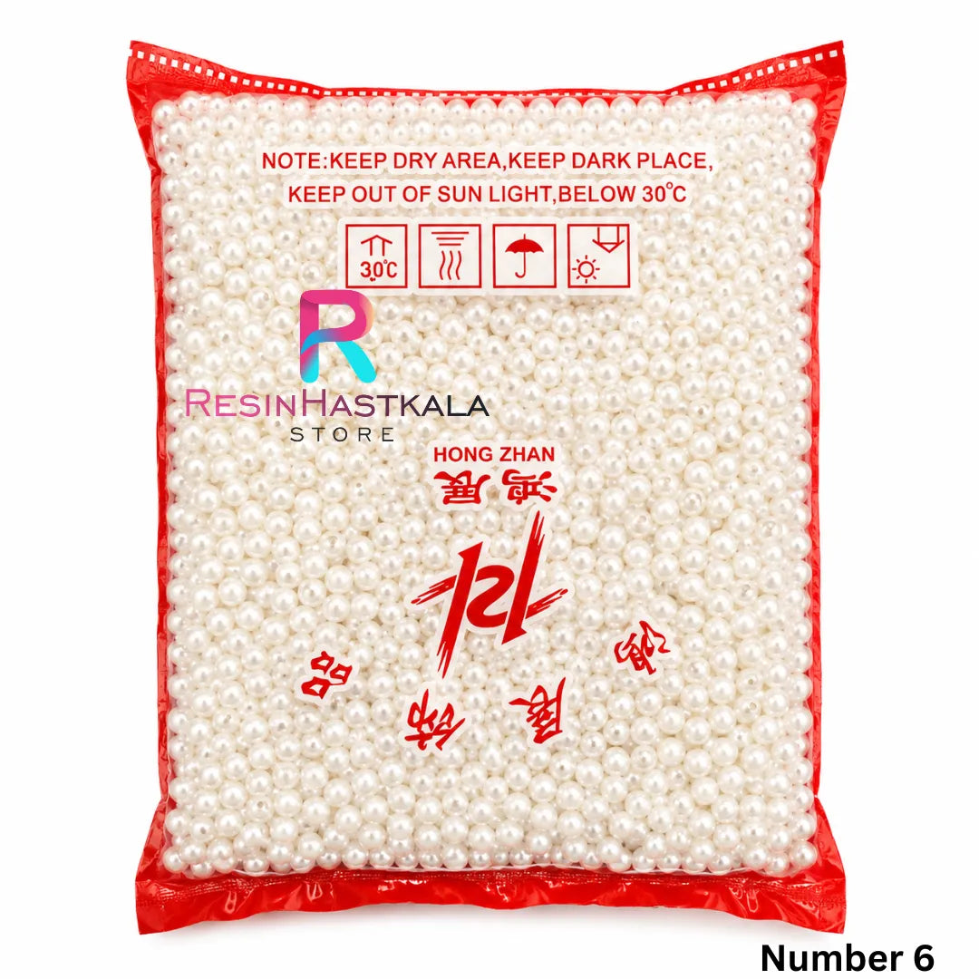 White Pearl Beads for Rakhi & Bracelet Making (500g) – Size No. 6
