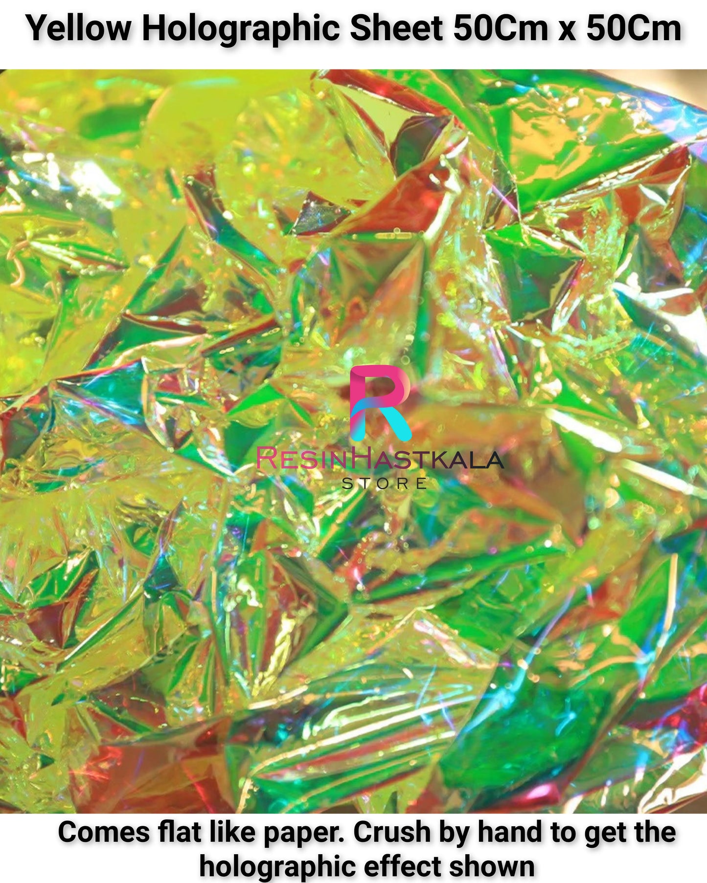 Yellow Holographic Sheet 50 Cm x 50 Cm