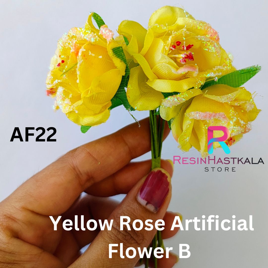 Yellow Rose Artificial Flower B (6 Piece Per Bunch)