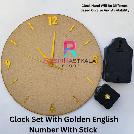 Golden English Number With Stick Clock Set