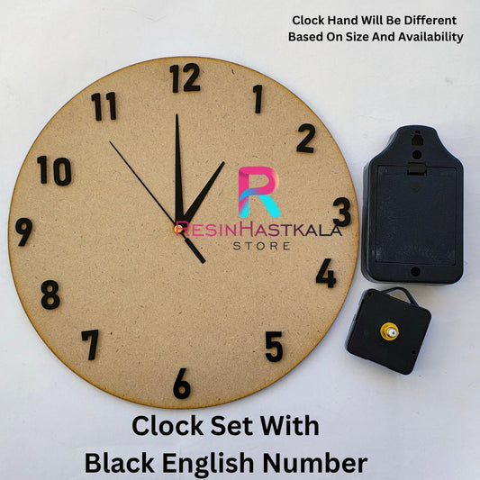 Black English Number Clock Set