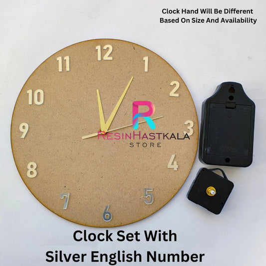 Silver English Number Clock Set