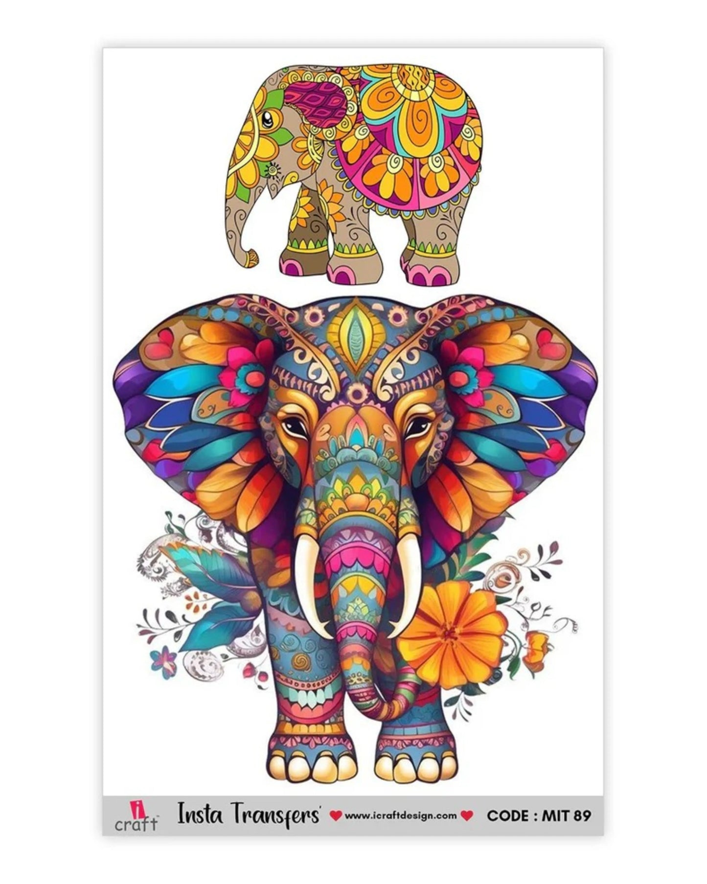iCraft Water Transfer Sticker – Elephant Design (MIT89) (3.5" x 5")
