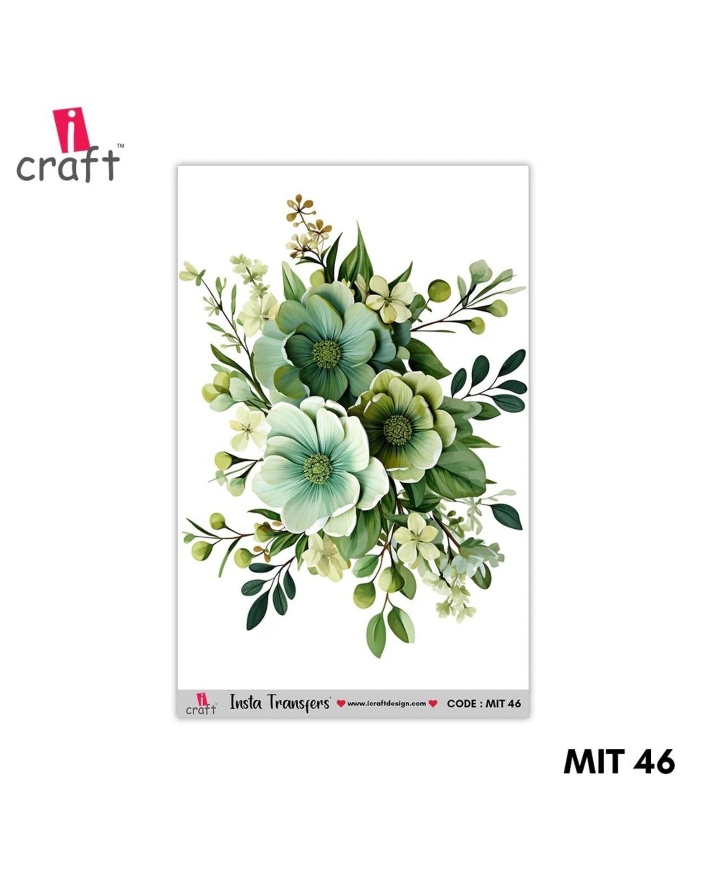 iCraft Water Transfer Sticker – Flower Design (MIT46) (3.5" x 5")