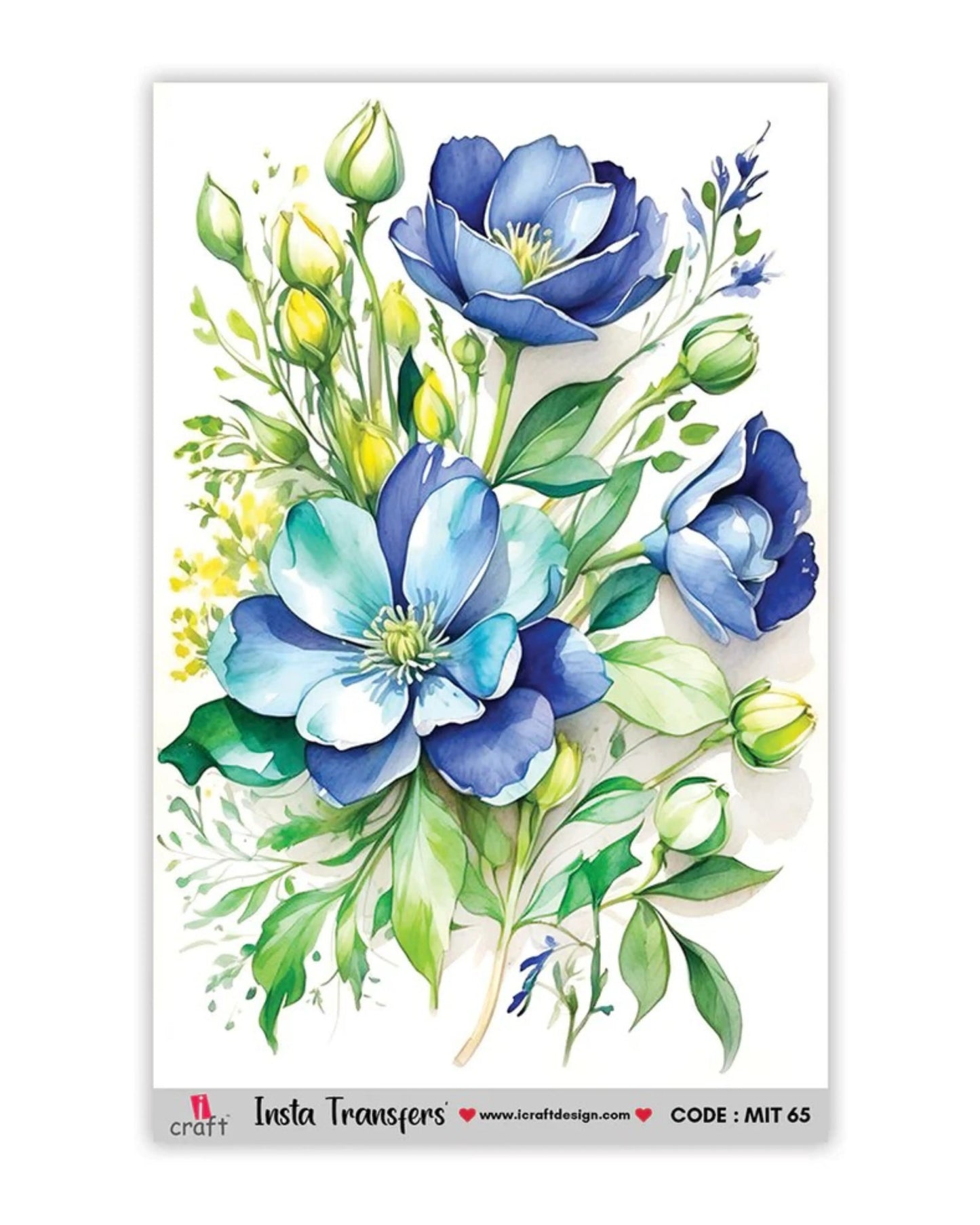 iCraft Water Transfer Sticker – Flower Design (MIT65) (3.5" x 5")