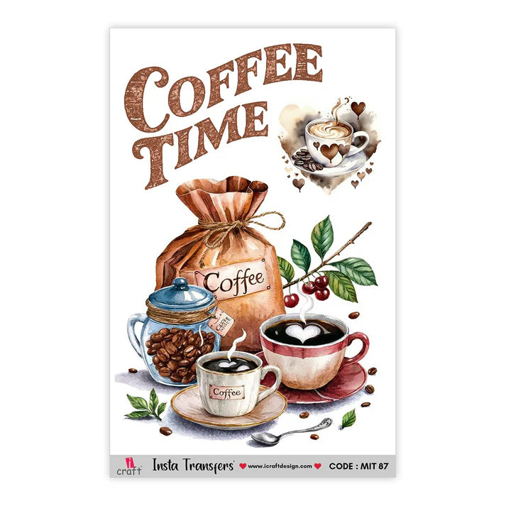 iCraft Water Transfer Stickers – MIT87 (Coffee Time) (3.5" x 5")