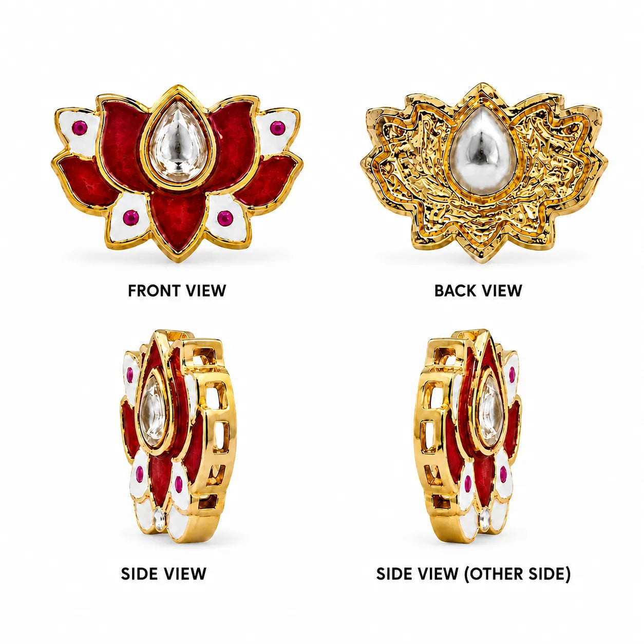 Lotus Kundan Charm for Jewellery Making, Rakhi, Bracelet, Necklace & Earring Making