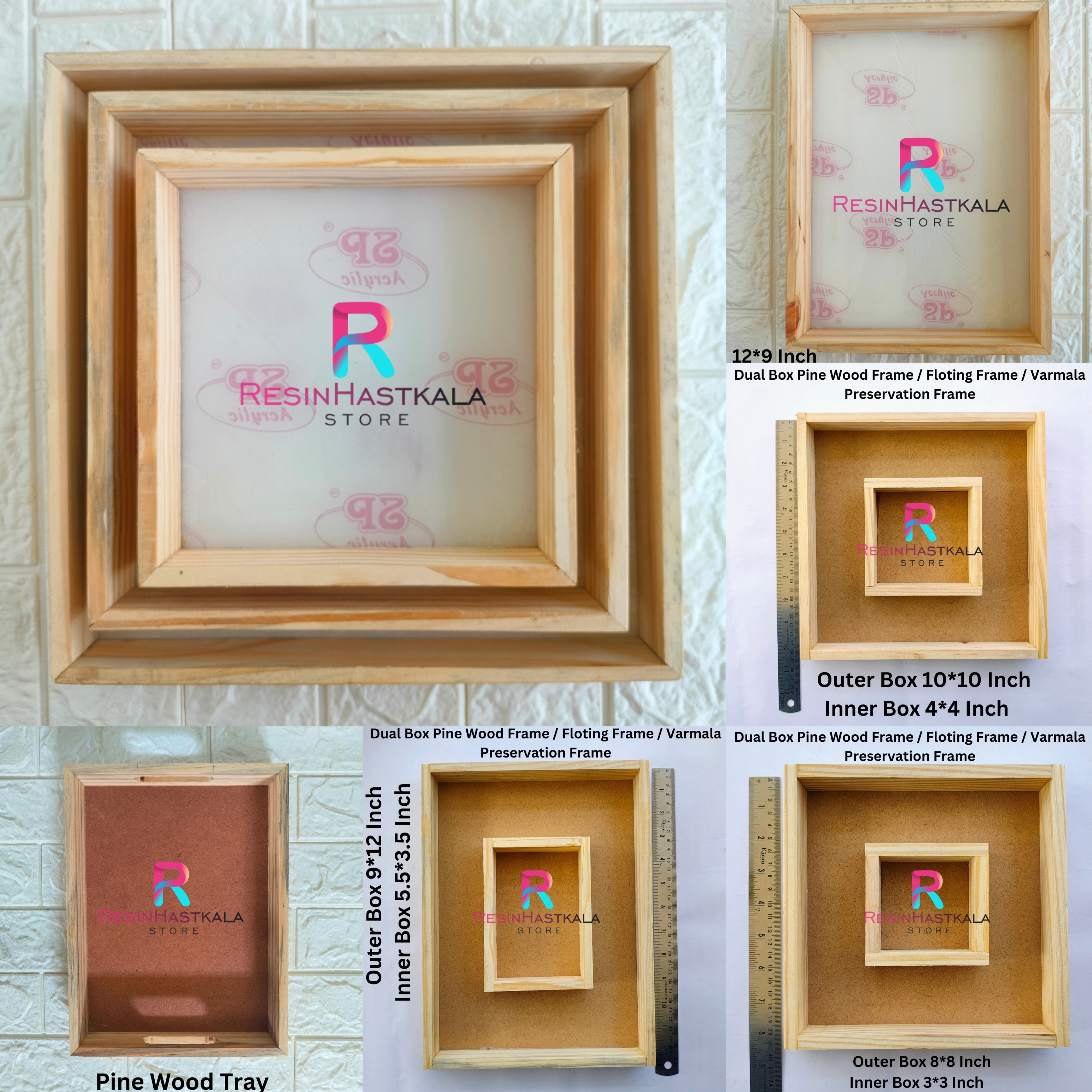 Pine Wooden/ Floting/ Varmala Preservation Frame – Resinhastkala Store