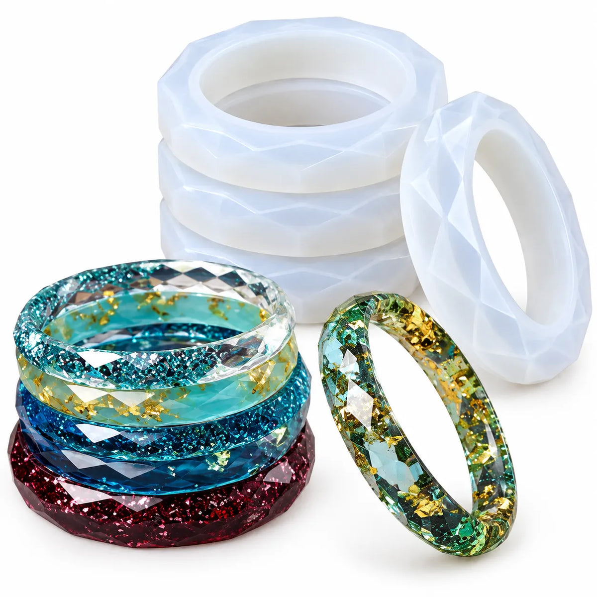 Set Of 4 Diamond Cut Bangle Mould Sizes 2.2, 2.4 2.6 & 2.8