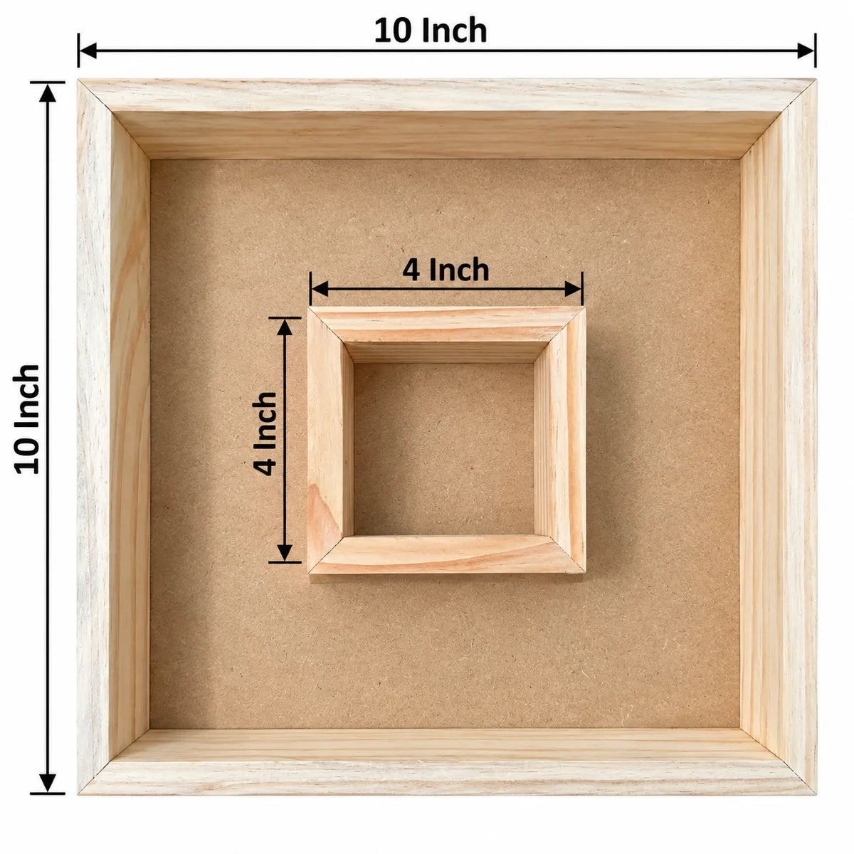 10*10 Inch Dual Box Pine Wood Frame / Floting Frame / Varmala Preservation Frame