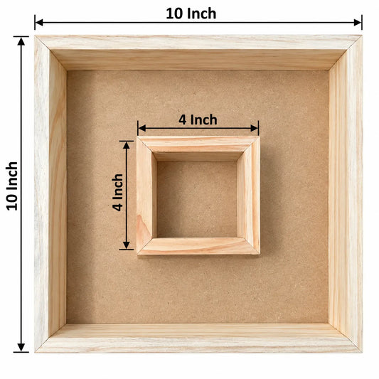 10*10 Inch Dual Box Pine Wood Frame / Floting Frame / Varmala Preservation Frame