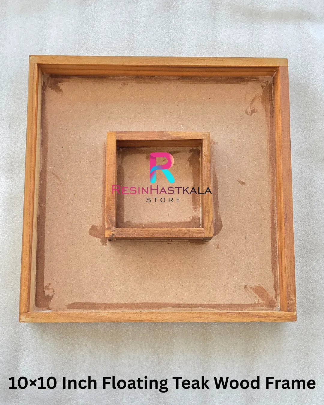 10×10 Inch Dual Box Teak Wood Floating Frame – Varmala Preservation