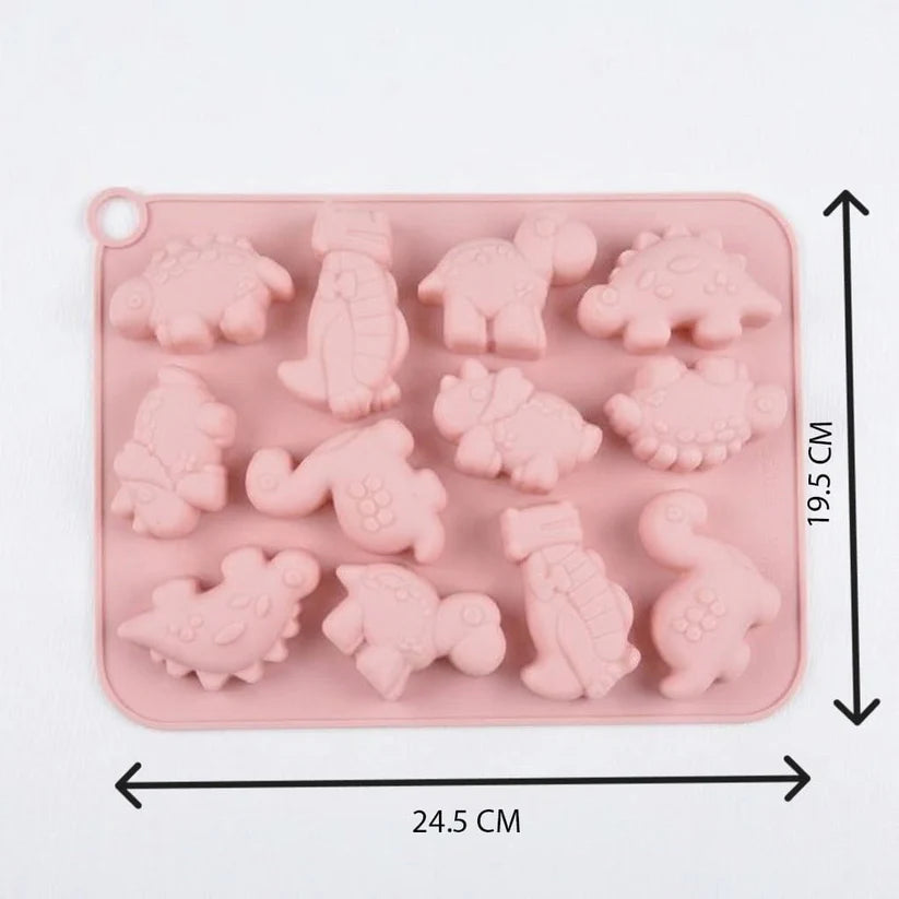 12 Cavity Dinosaur Silicone Mould for DIY Resin, Concrete Art, Soap, Chocolate & Cake Making