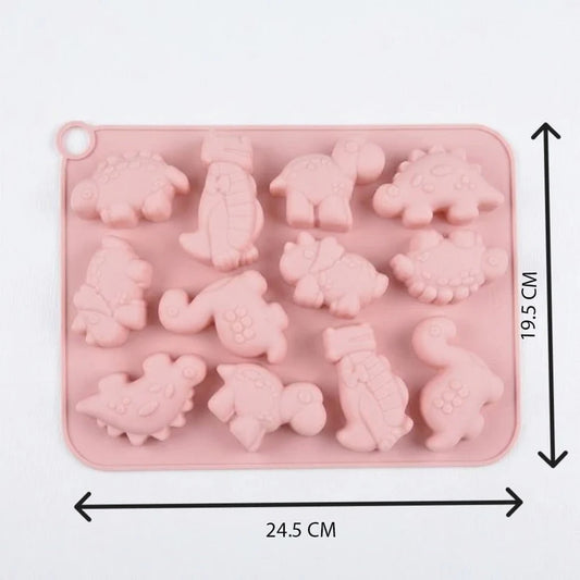 12 Cavity Dinosaur Silicone Mould for DIY Resin, Concrete Art, Soap, Chocolate & Cake Making