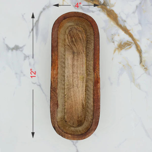 Oval Boat Wooden Candle Bowl