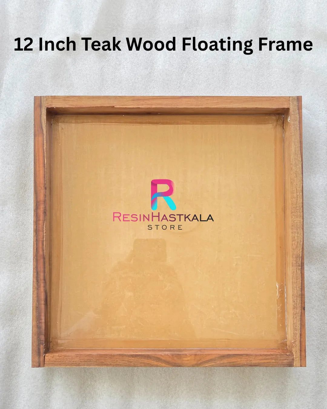 12×12 Inch Teak Wood Floating Frame with Acrylic Base – Varmala Preservation