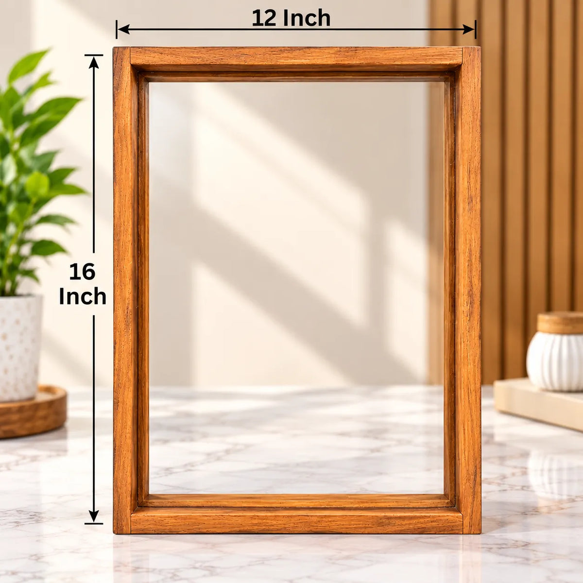 12×16 Inch Teak Wood Floating Frame with Acrylic Base – Varmala Preservation