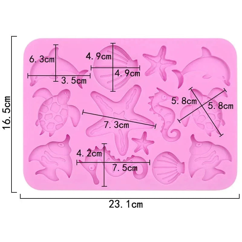 13 Cavity Ocean Life Creatures Silicone Mould for DIY Resin, Concrete Art, Soap, Chocolate & Cake Making