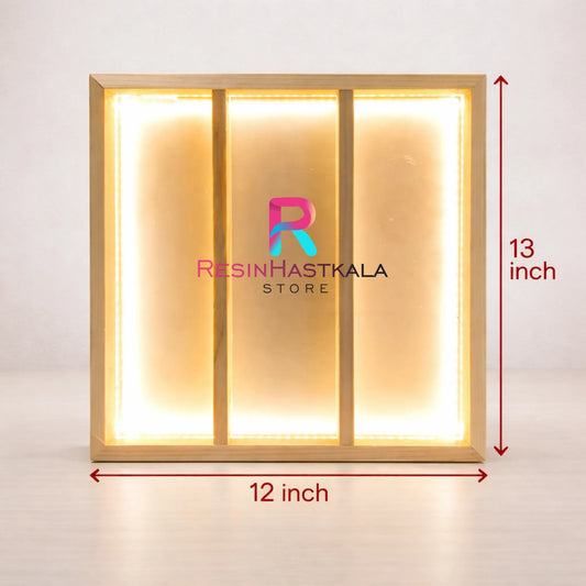 13×12 Inch Pine Wood Photo Frame with LED Light ,Transparent Acrylic & 3 Partition