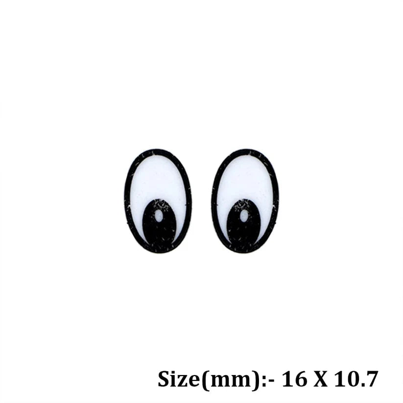 16 x 10.7mm Oval Eyes Flat Base – 10 pcs Pack for Teddy, Dog & Pipe Cleaner Animal Making