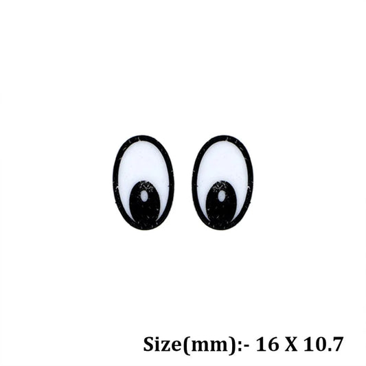 16 x 10.7mm Oval Eyes Flat Base – 10 pcs Pack for Teddy, Dog & Pipe Cleaner Animal Making