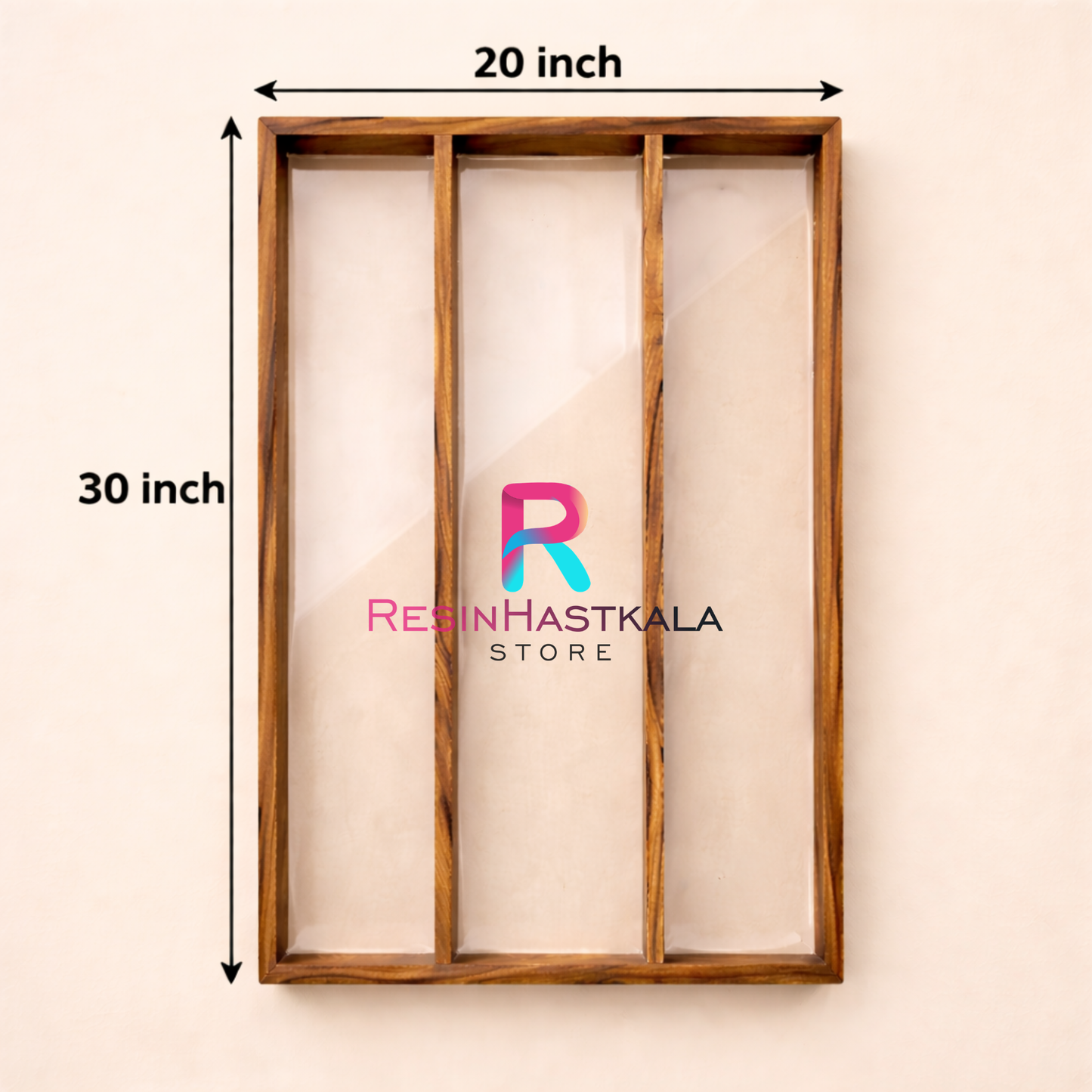 20×30 Inch Teak Wood Photo Frame with Transparent Acrylic & 3 Partition