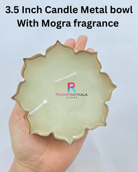 3.5 Inch Candle Metal bowl With Mogra fragrance (Readymade)