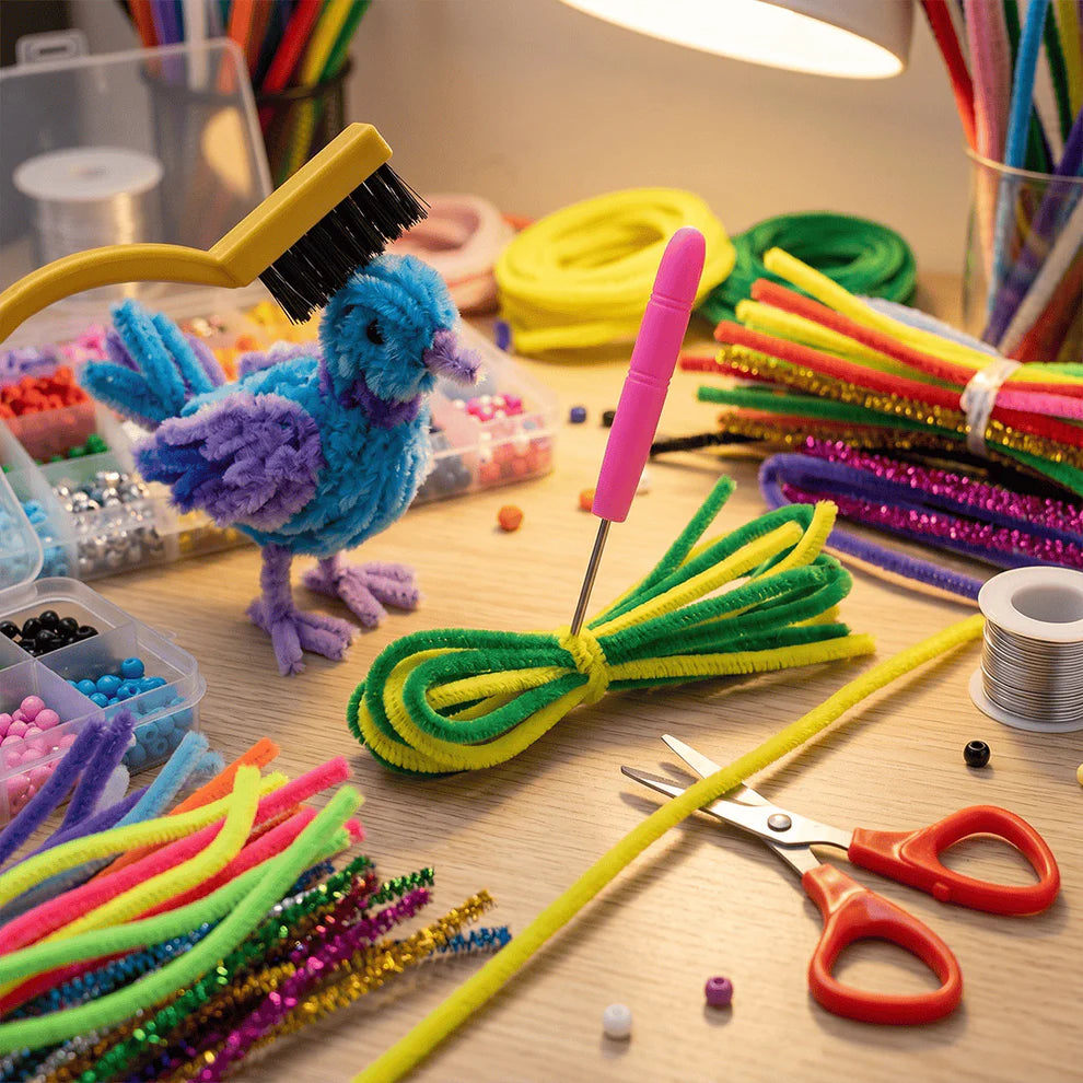 3-Piece Pipe Cleaner Crafting Tool Kit – Brush, Awl & Scissors for Pipe Cleaner Flower Making