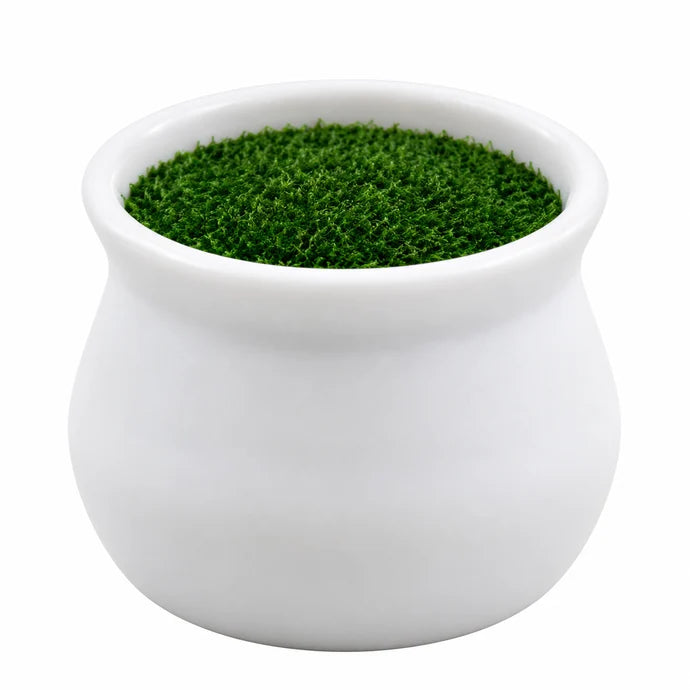 Mini White Flower Pot with Artificial Grass – 5.5 × 4 cm
