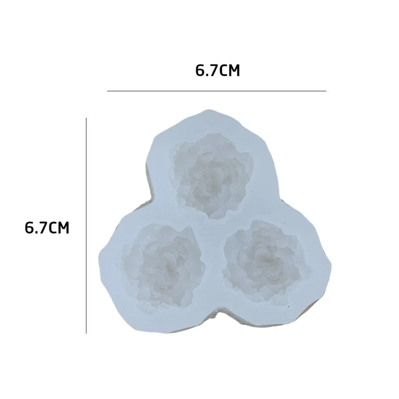 3 Cavity 3D Flower Candle Handmade Mould (HM0170)