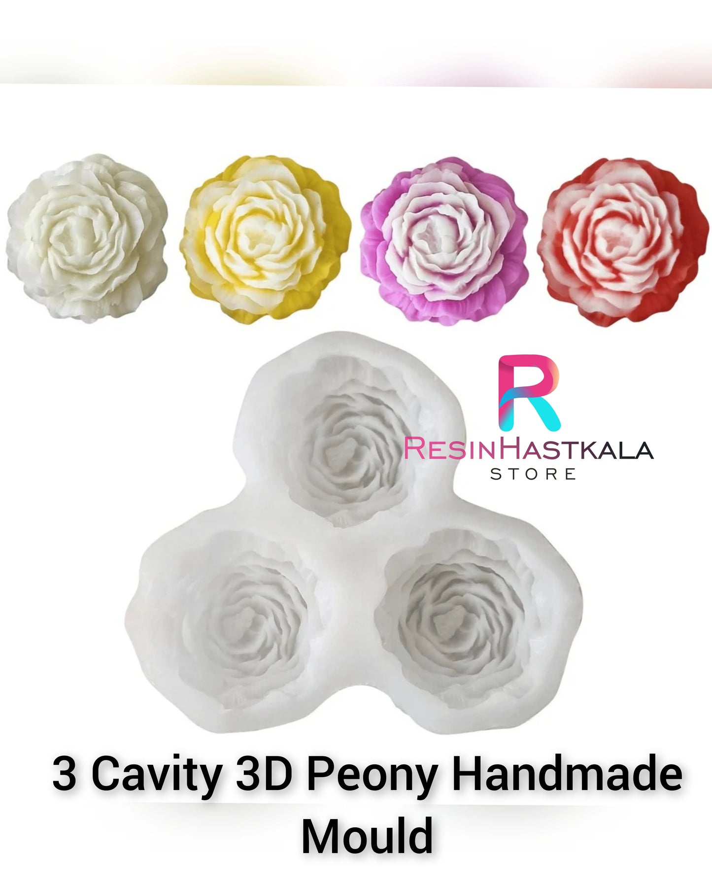 3 Cavity 3D Peony Handmade Mould