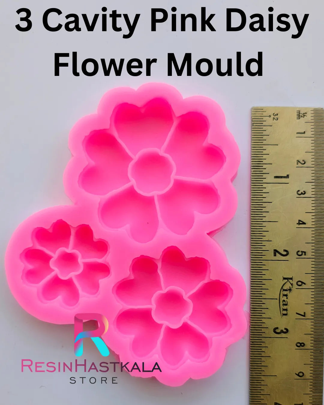 3 Cavity Pink Daisy Flower Mould