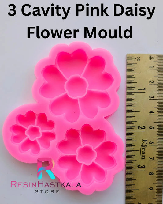 3 Cavity Pink Daisy Flower Mould