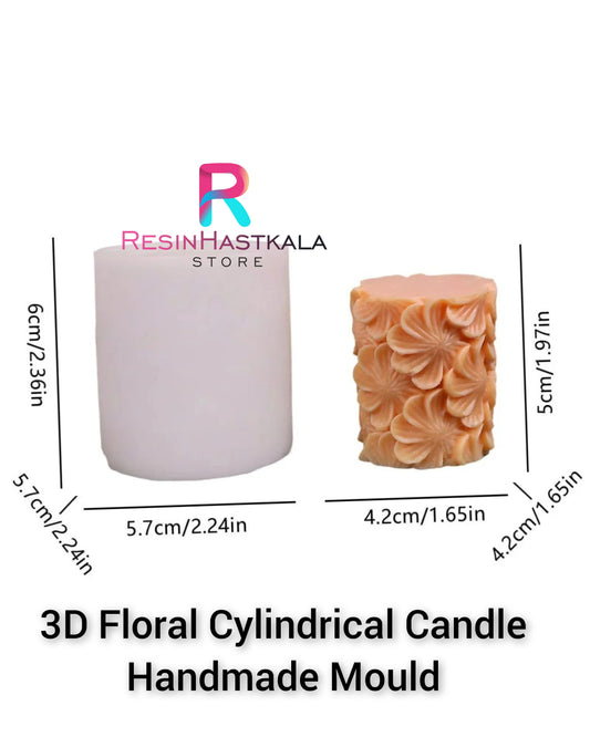 3D Floral Cylindrical Candle Handmade Mould