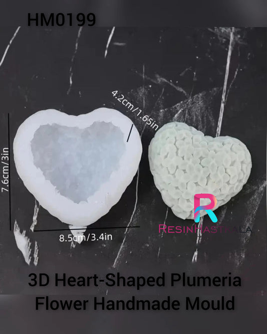 3D Heart-Shaped Plumeria Flower Handmade Mould (HM0199)