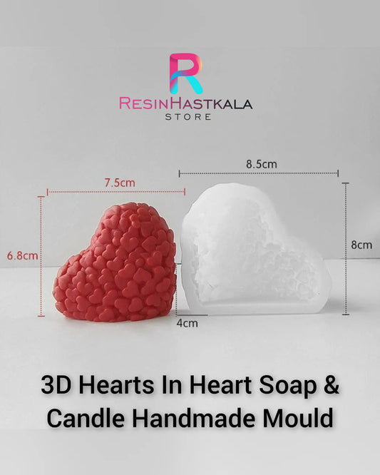 3D Hearts In Heart Soap & Candle Handmade Mould