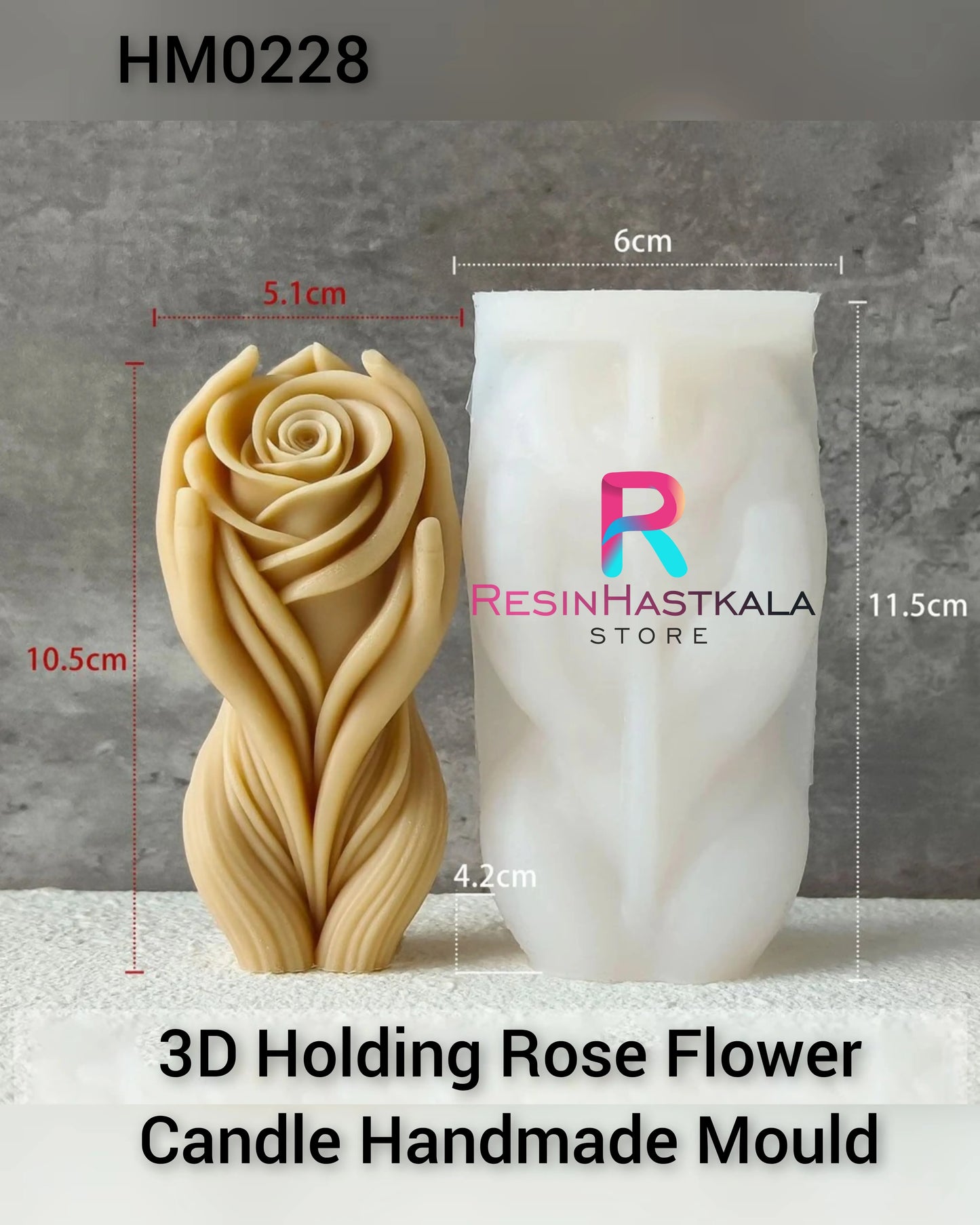 3D Holding Rose Flower Candle Handmade Mould (HM0228)