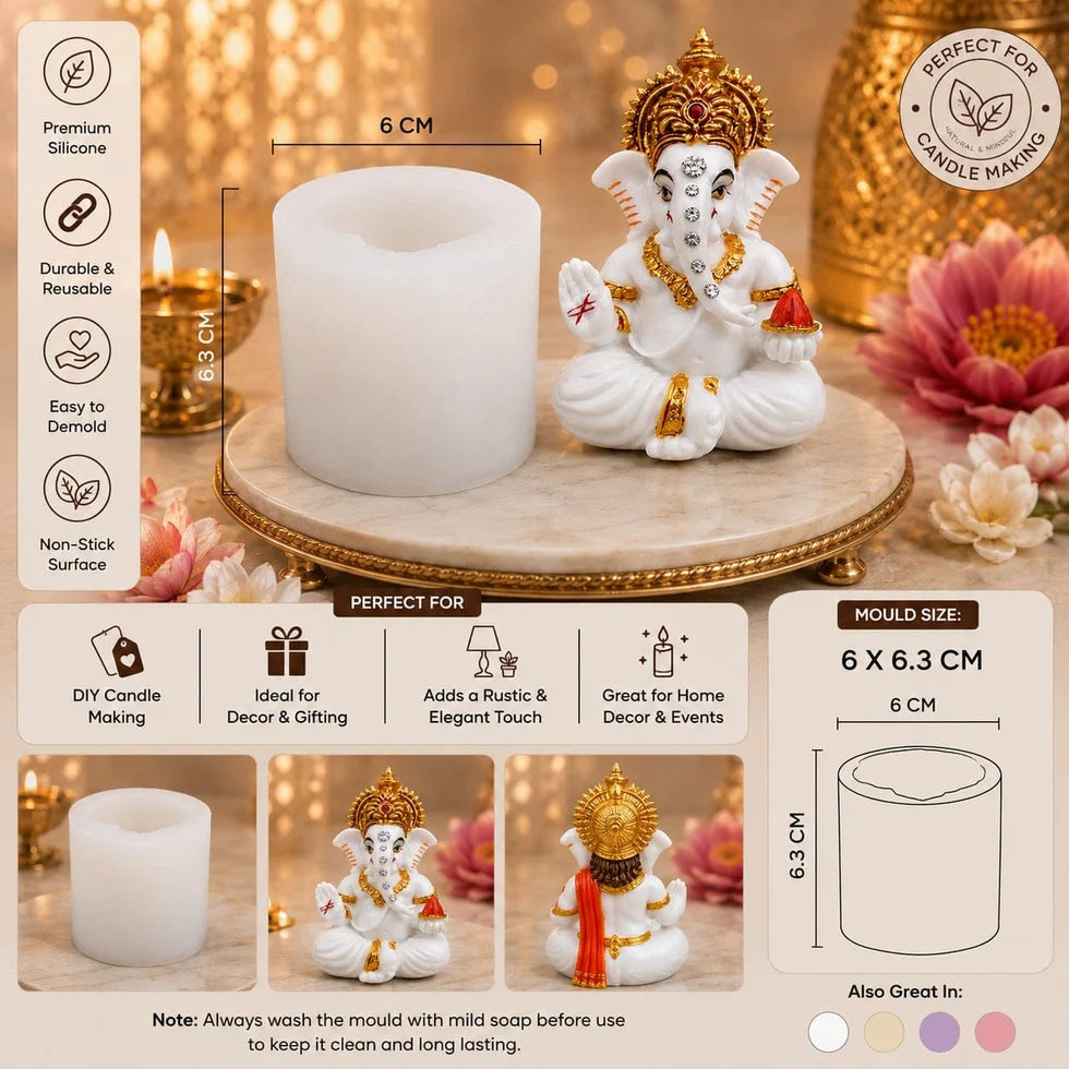 3D Lord Ganpati Idol Mould – 6 cm Diameter × 6.3 cm Height