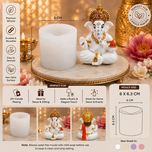 3D Lord Ganpati Idol Mould – 6 cm Diameter × 6.3 cm Height