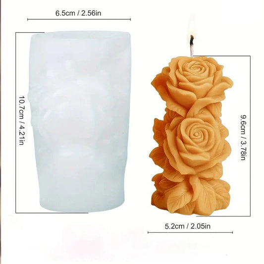 3D Rose Piller Candle Handmade Mould (HM0246)