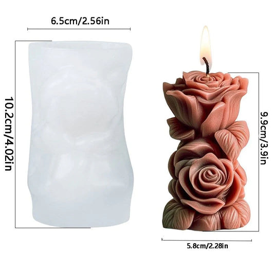 3D Rose Piller Candle Handmade Mould (HM0245)