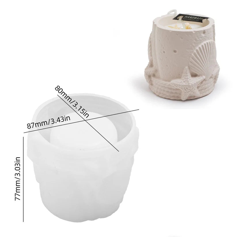3D Seashell & Star Candle Jar Mould
