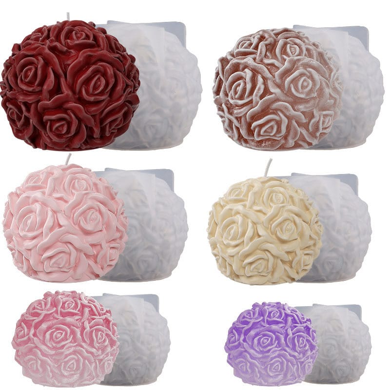 3D Silicone Rose Ball Candle Mould