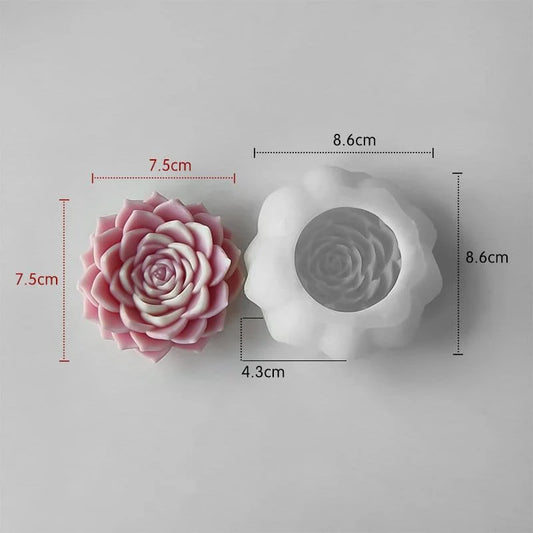 3D Succulent Lotus Flower Candle Handmade Mould (HM0238)