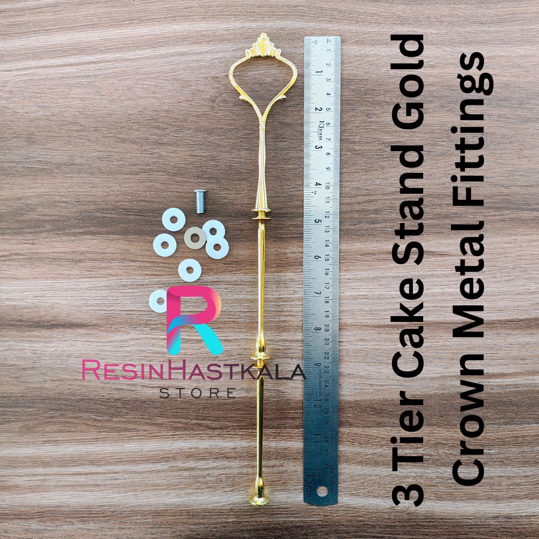 3 Tier Cake Stand Gold Crown Metal Fittings